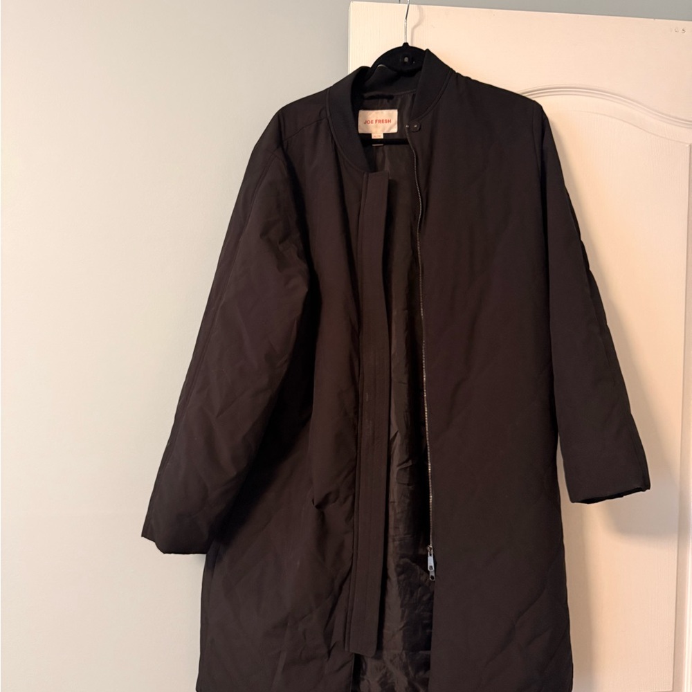 Joe Fresh Black Quilted Mid-Length Coat